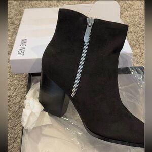 Nine West Suede Black Ankle Booties